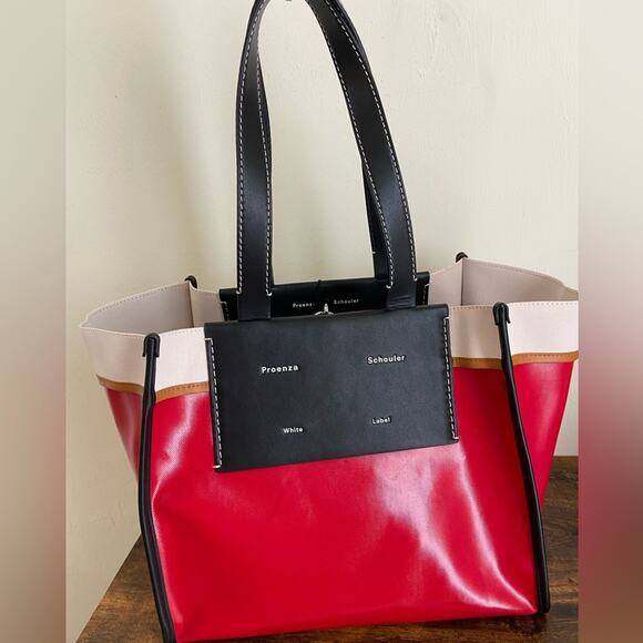 NWT MSRP$450 Proenza Schouler White Label large Morris coated tote bag Stained - Picture 3 of 11